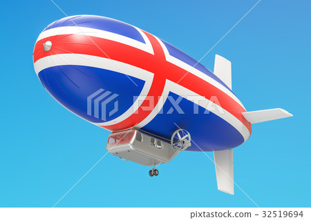 Airship or dirigible balloon with Icelandic flag 32519694