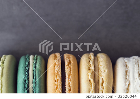 French macarons on gray background French macarons on gray background 32520044