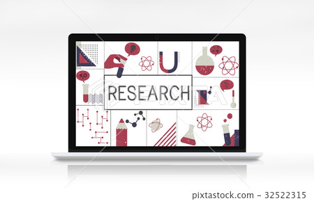 Illustration of biochemistry study scietific research on laptop Illustration of biochemistry study scietific research on laptop 32522315