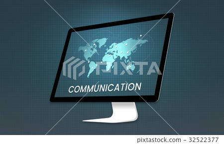 Graphic of global communication connected online community on computer Graphic of global communication connected online community on computer 32522377