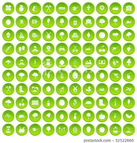 100 agriculture icons set green circle 32522660