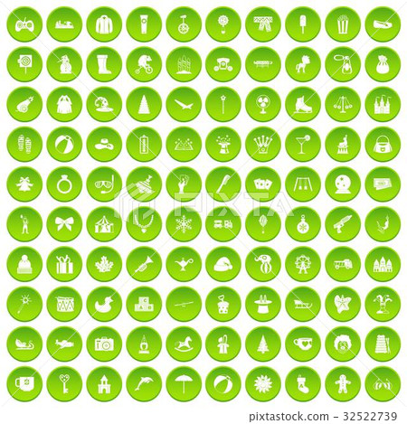100 children icons set green circle 100 children icons set green circle 32522739