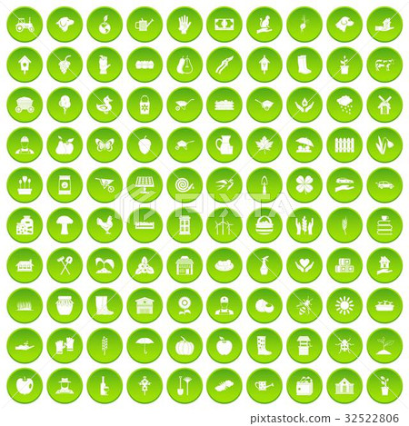 100 farm icons set green circle 100 farm icons set green circle 32522806