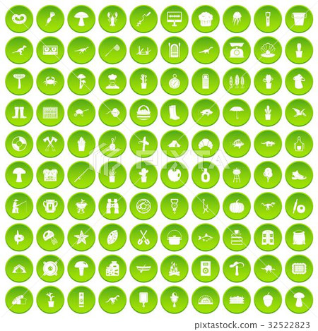 100 hobby icons set green circle 32522823