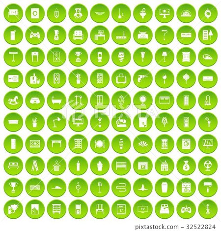 100 home icons set green circle 32522824