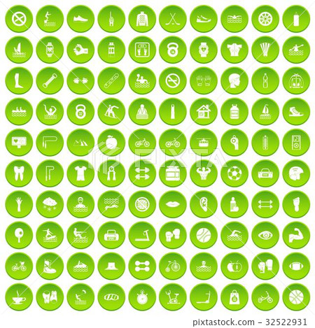 100 men health icons set green circle 32522931