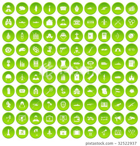 100 military icons set green circle 100 military icons set green circle 32522937