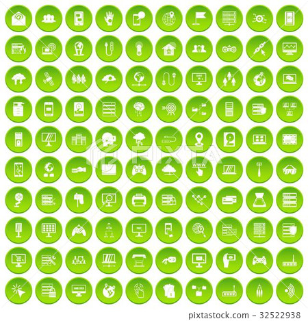 100 network icons set green circle 100 network icons set green circle 32522938