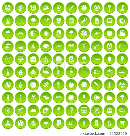 100 moon icons set green circle 32522939