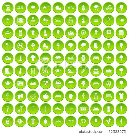 100 park icons set green circle 100 park icons set green circle 32522975