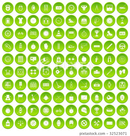 100 stopwatch icons set green circle 32523071