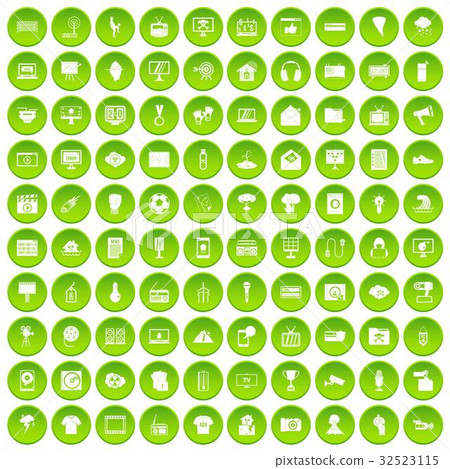 100 trophy and awards icons set green circle 32523115