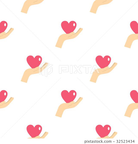 Hand holding a pink heart pattern seamless 32523434
