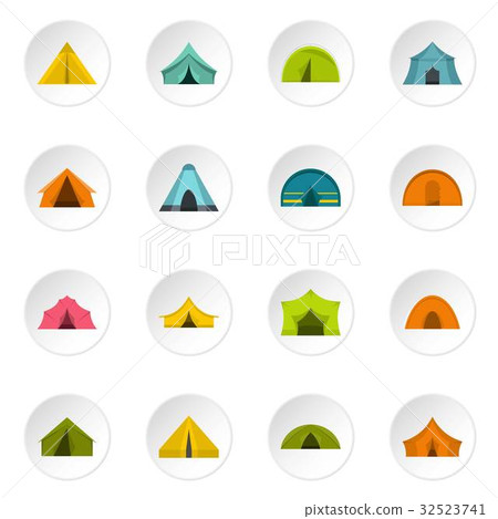 Tent forms icons set in flat style Tent forms icons set in flat style 32523741