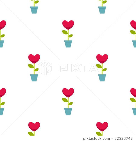 Pink heart flower in a pot pattern seamless Pink heart flower in a pot pattern seamless 32523742
