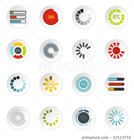 Download progress bar icons set, flat style - Stock Illustration ...