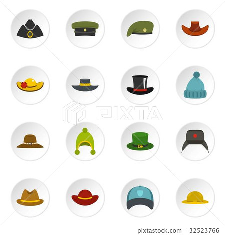 Headdress hat icons set in flat style 32523766