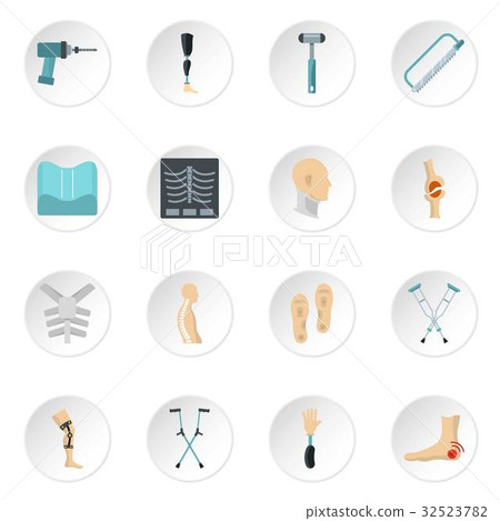 Orthopedics prosthetics icons set in flat style Orthopedics prosthetics icons set in flat style 32523782