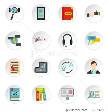 Learning foreign languages icons set, flat style 32523790