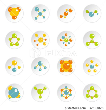Molecule icons set in flat style Molecule icons set in flat style 32523828
