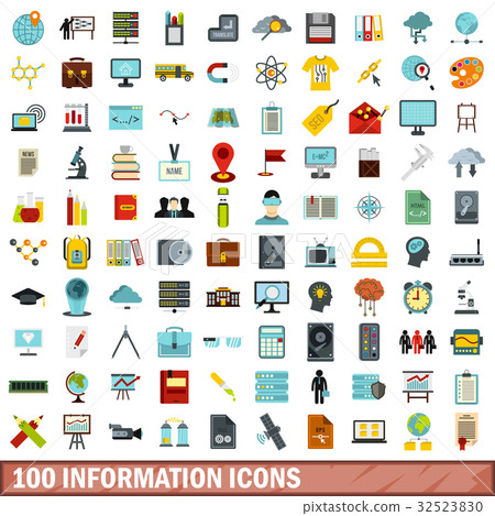 100 information icons set, flat style 100 information icons set, flat style 32523830