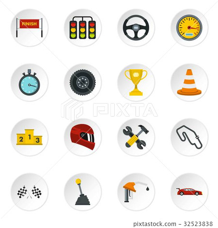 Racing speed set flat icons Racing speed set flat icons 32523838