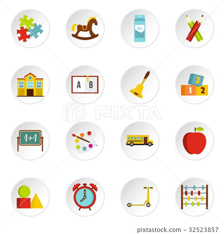 Kindergarten symbol icons set in flat style 32523857