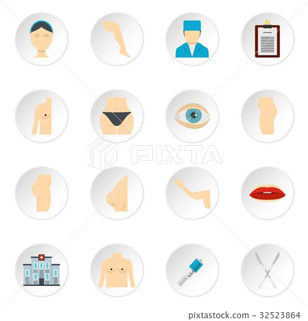 Plastic surgeon icons set in flat style Plastic surgeon icons set in flat style 32523864
