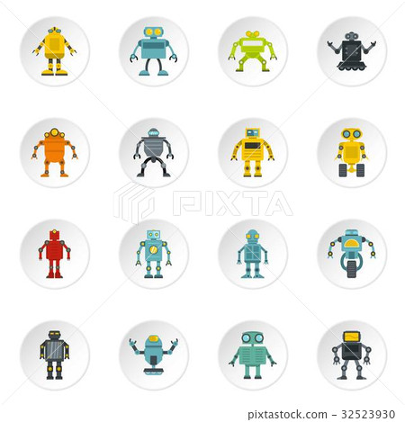 Robot icons set in flat style - Stock Illustration [32523930] - PIXTA