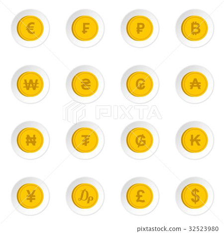 Currency from different countries icons set Currency from different countries icons set 32523980
