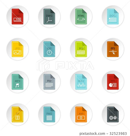 File format icons set, flat style - Stock Illustration [32523983] - PIXTA