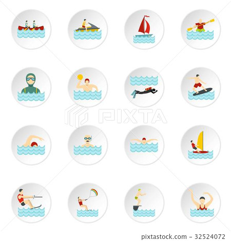 Water sport set flat icons - Stock Illustration [32524072] - PIXTA