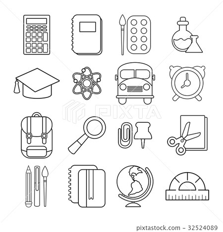 School education icons set, outline style School education icons set, outline style 32524089