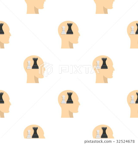 Queen and pawn chess inside human head pattern 32524678