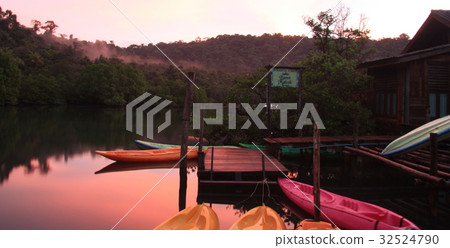 Boat at the river beautiful landscape 32524790