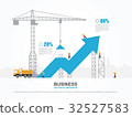 Crane and increasing graph. Vector Illustration. 32527583