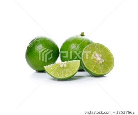 Fresh lime and slice, Isolated on white background 32527662