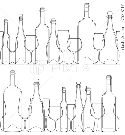 Wine bottle & glass - Stock Illustration [32529217] - PIXTA
