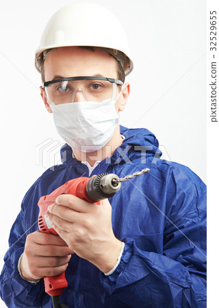 Portrait of worker with drill 32529655