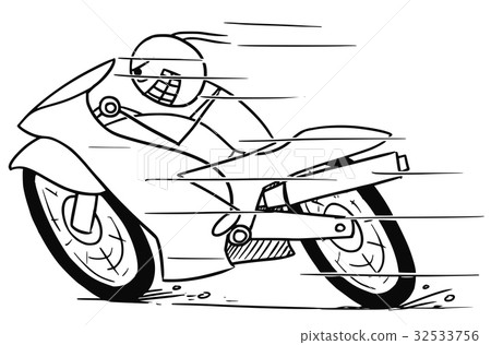 Cartoon of Crazy Man on Motorbike - Stock Illustration [32533756] - PIXTA