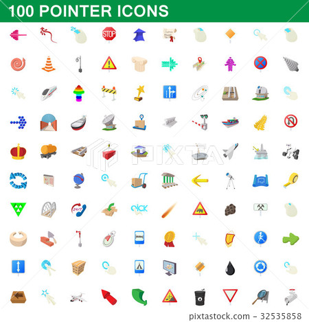 100 pointer icons set, cartoon style 32535858