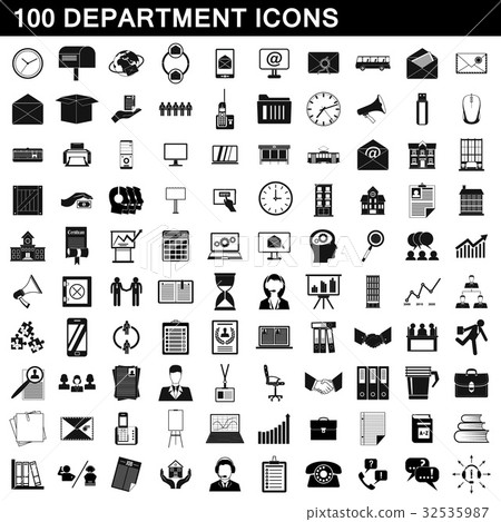 100 department icons set, simple style 100 department icons set, simple style 32535987
