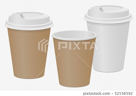 Beige and white paper cups for hot drinks. Coffee - Stock Illustration ...