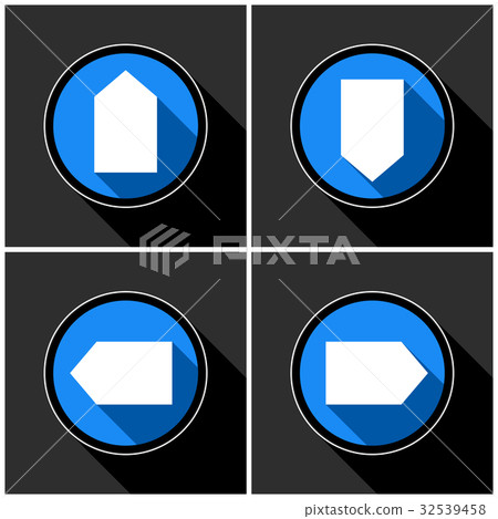 four white, blue arrows - black shadows 32539458