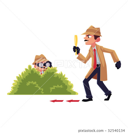 Detective character doing surveillance work Detective character doing surveillance work 32540134
