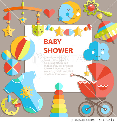 Vector flat infancy bacground. Baby products 32540215
