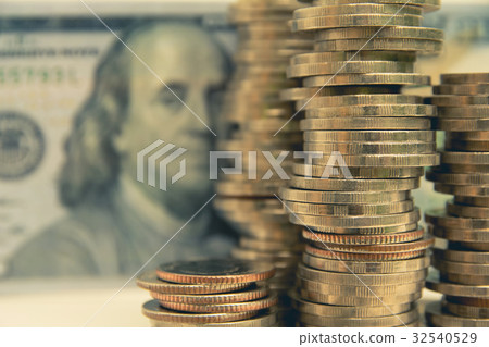 financial with stack coin and banknote. financial with stack coin and banknote. 32540529