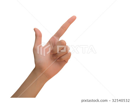 Woman point finger isolated on white background Woman point finger isolated on white background 32540532