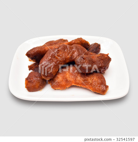 Tamarind peel isolated on gray background. 32541597