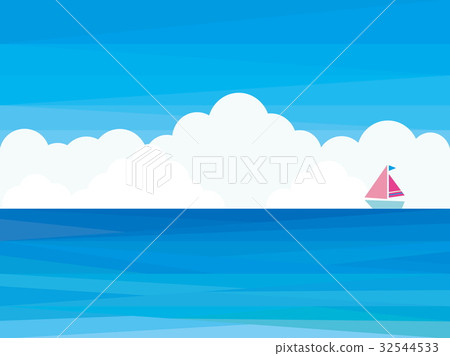 Ocean cloud blue sky sailboat Ocean cloud blue sky sailboat 32544533